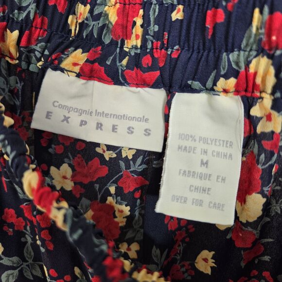Vtg Campagnie Internationale Express Mini Full Skirt Sz M Floral Sheer Tiered - Picture 6 of 11